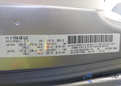 2016 Chrysler Town & Country Touring z USA, uszkodzony, nr VIN 2C4RC1BG5GR279797